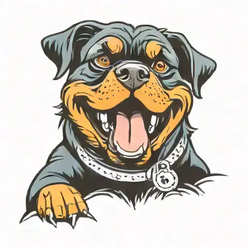 rottweiller as a  bluey cartoon character tattoo design idea