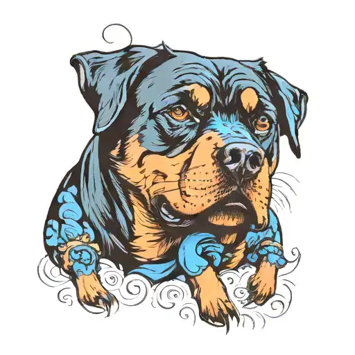 rottweiller and bluey   tattoo design idea