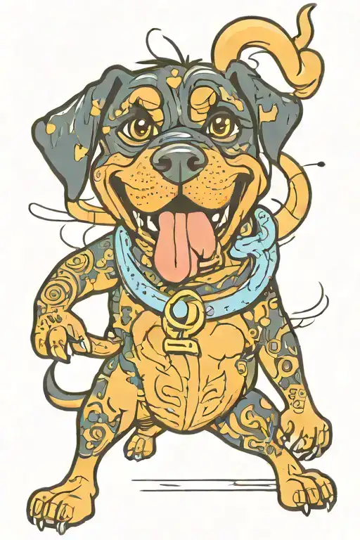 rottweiller and bluey tv show tattoo design idea