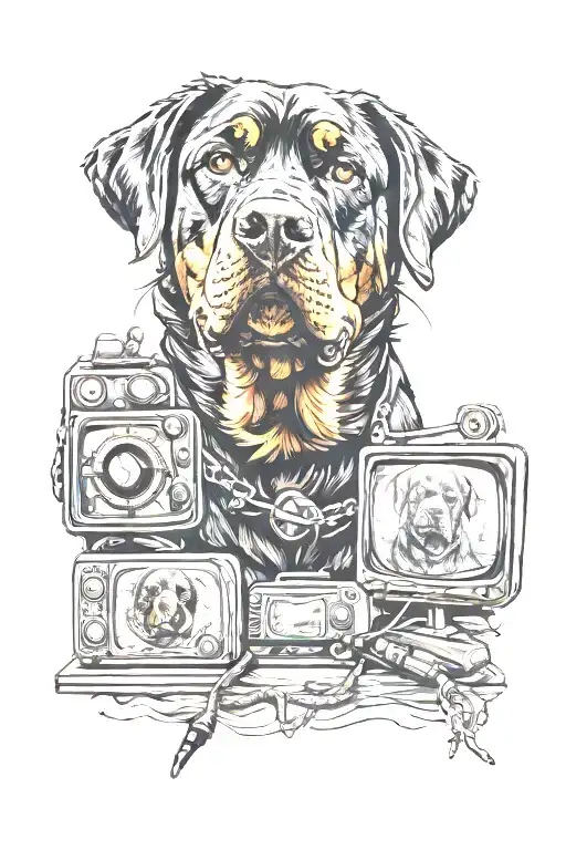 rottweiller and bluey tv show tattoo design idea