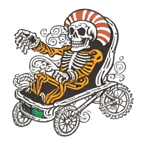 happy Skeleton, roller coaster tattoo design idea