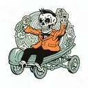 happy Skeleton, roller coaster tattoo design idea