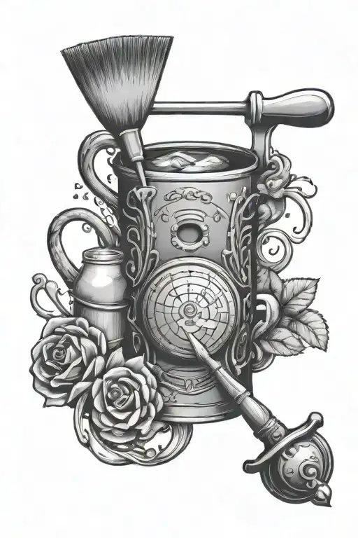 baking tool surrounded tattoo design idea