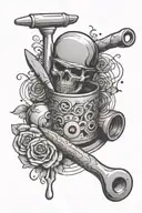 baking tool surrounded tattoo design idea