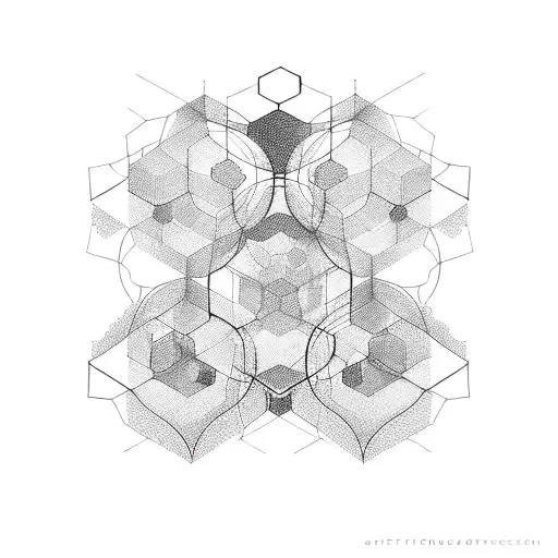 empty honey comb with geometric design connections tattoo design idea