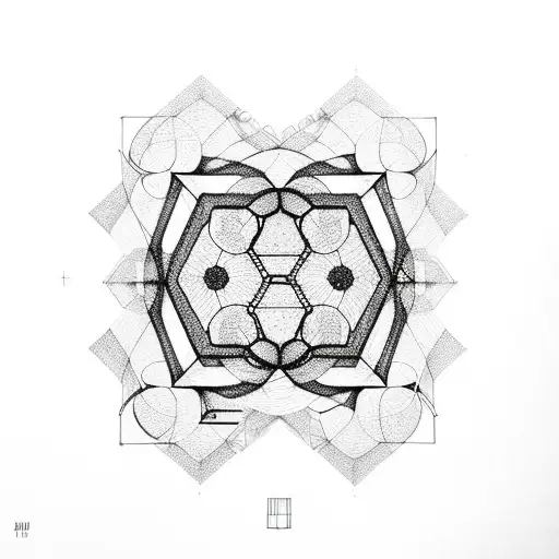 honey comb with geometric design connections tattoo design idea