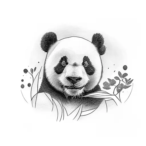 woman warrior with a panda bear below her tattoo design idea