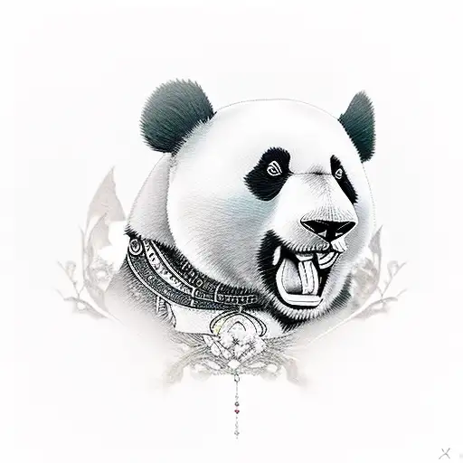woman warrior with a panda bear tattoo design idea