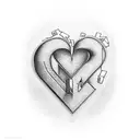 letters m j with a heart tattoo design idea