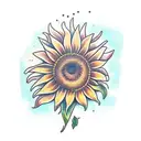 Sunflower with name tattoo design idea