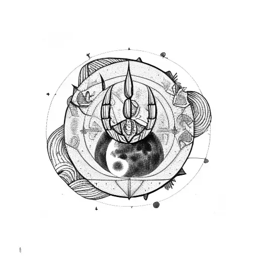 aries symbol,cactus,moon,infinite symbol tattoo design idea