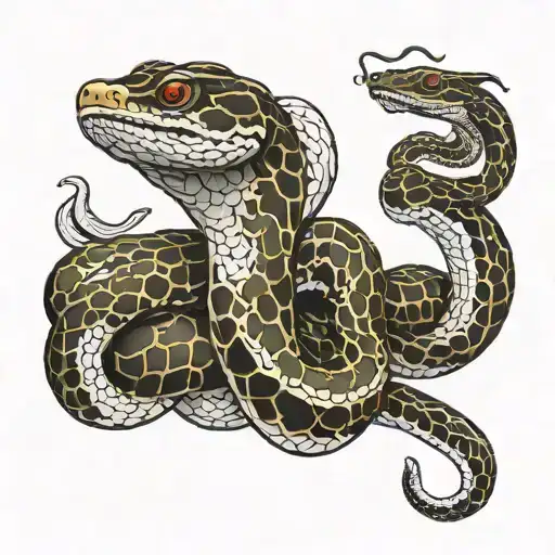 twin headed black and white snake  tattoo design idea