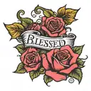 blessed with rose vine tattoo design idea