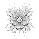 A mystical moonflower blooming with intricate star patterns tattoo design idea