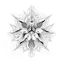 A mystical moonflower blooming with intricate star patterns tattoo design idea