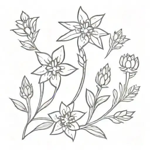 film and edelweiss flowers tattoo design idea
