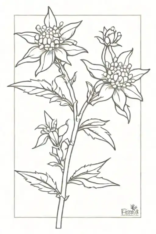 edelweiss flower with stem tattoo design idea