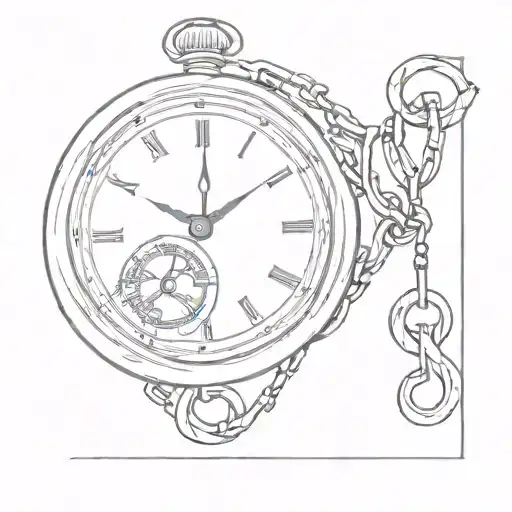 pocket watch chain in the shape of gemini tattoo  tattoo design idea