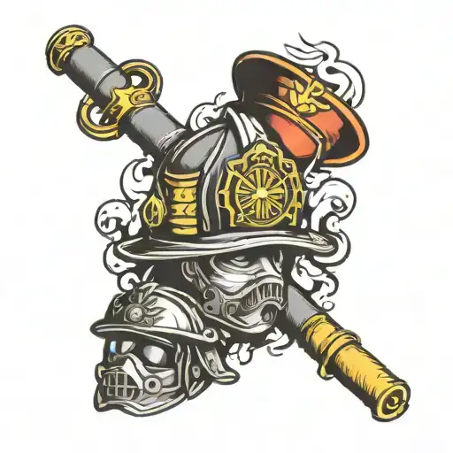 Bible and firefighter helmet tattoo design idea