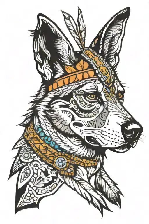 Indian street dog face and shoulder tattoo tattoo design idea