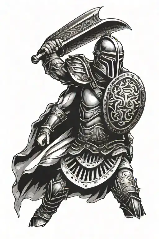 a gladiator with a shield  tattoo design idea