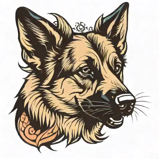 german shepherd silhouette formed tattoo design idea