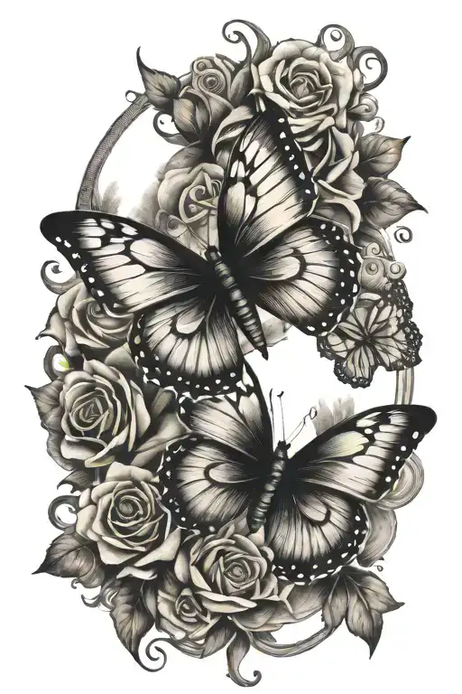 butterfly and switchblade  tattoo design idea