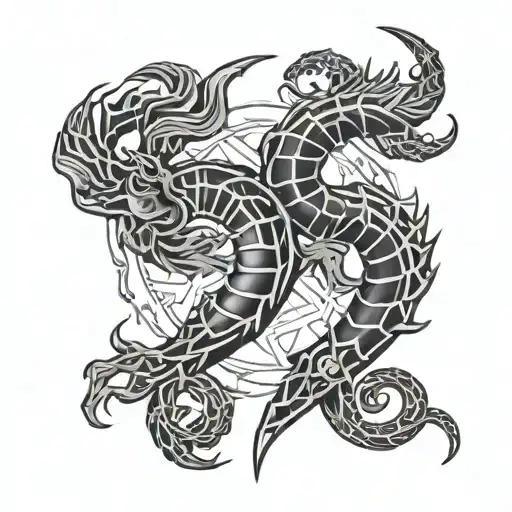 Scorpio and virgo zodiac symbol intertwined  tattoo design idea