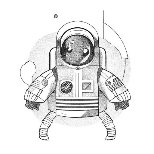 minimalist cartoon astronaut tattoo design idea
