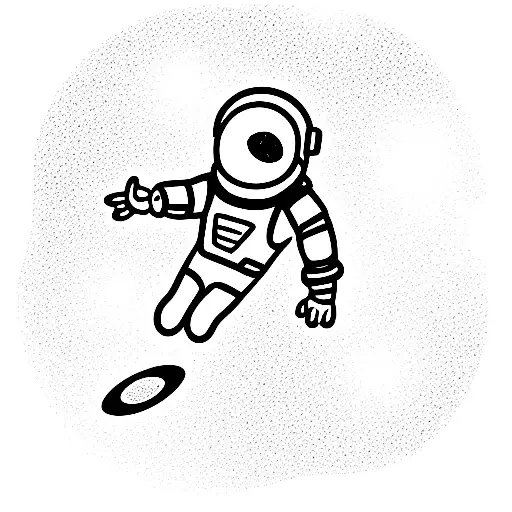 cartoon astronaut in space tattoo design idea