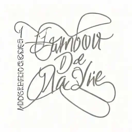 "l'amour de ma vie" elegantly written . Below the text, the date "13/12/2023" written in roman tattoo design idea