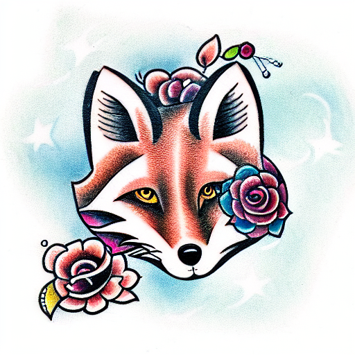 A playful fox tattoo design idea