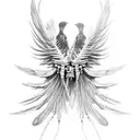 decaying crow wings with bones protruding from the feathers tattoo design idea