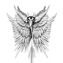 decaying crow wings with bones protruding from the feathers tattoo design idea