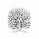 Tree with family initials tattoo design idea