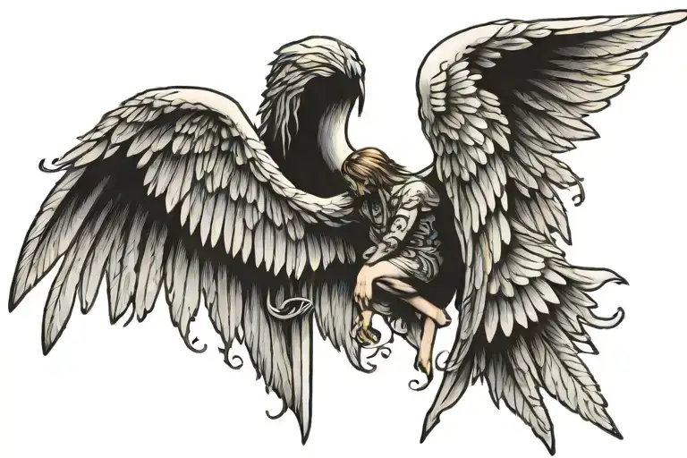 angel wings spread wide tattoo design idea