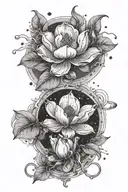 Smoke forming into the shape of magnolia flowers, with Venus planet in the background tattoo design idea