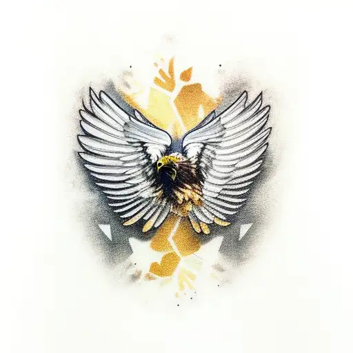 angry golden eagle flying downward  tattoo design idea