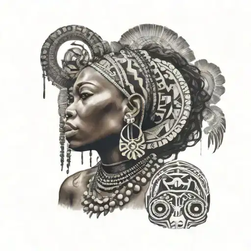 orísha Shango surrounded by traditional African tattoo design idea