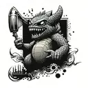 A mashup tattoo of Stitch and a famous movie monster like Godzilla or King Kong tattoo design idea