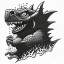 A mashup tattoo of Stitch and a famous movie monster like Godzilla or King Kong tattoo design idea
