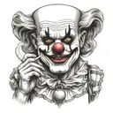 Clown with a busted lip smoking a cigarette being consumed tattoo design idea