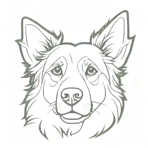australian shepherd dog head looking straight ahead tattoo design idea