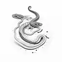 a snake eating it's own tail but integrating the alchemical symbols for mercury, sulfur, and salt tattoo design idea