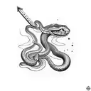 a snake eating it's own tail but integrating the alchemical symbols for mercury, sulfur, and salt tattoo design idea