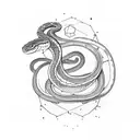 a snake eating it's own tail but integrating the alchemical symbols for mercury, sulfur, and salt tattoo design idea
