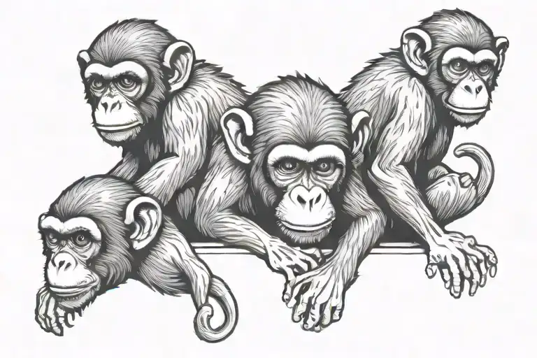 3 monkeys see nothing, hear nothing and say nothing tattoo design idea