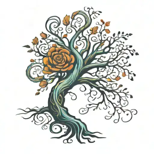 tree of life with body shaped like woman  tattoo design idea