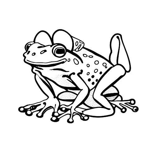  frog with only one leg and a bone on his side  tattoo design idea