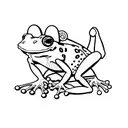  frog with only one leg and a bone on his side  tattoo design idea